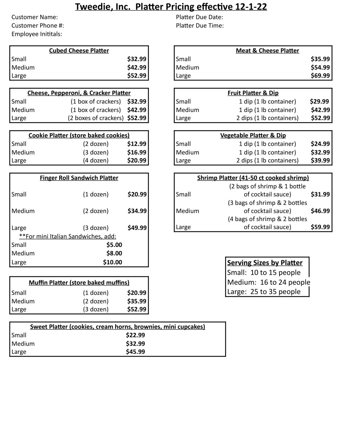 Party Platters Tweedie IGA